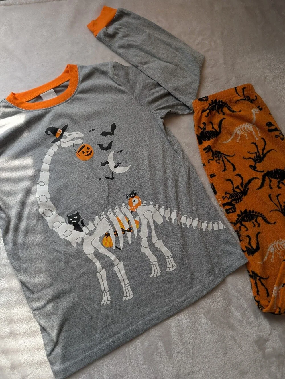 Jellifish Kids Halloween Dinosaur Skeleton Pajama Set Boys XL 14/16